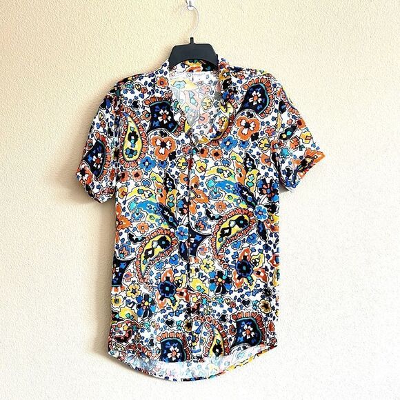 Anthropologie Marrakech Colorful Button Down Top - Picture 1 of 7